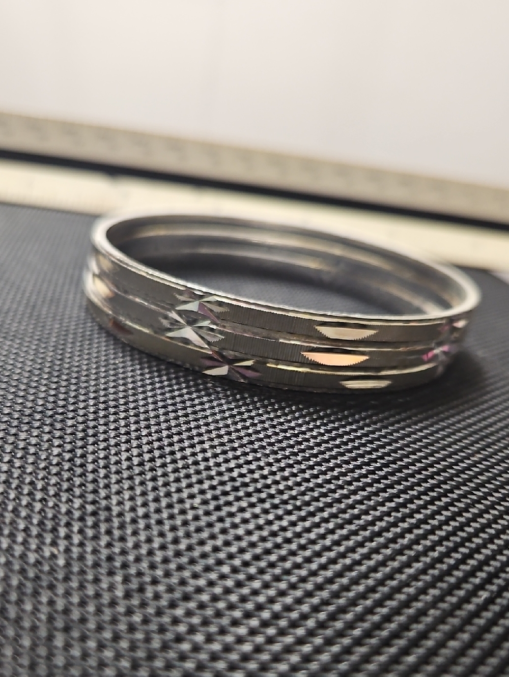 3 Silver Diamond Cut Bangle Bracelets
